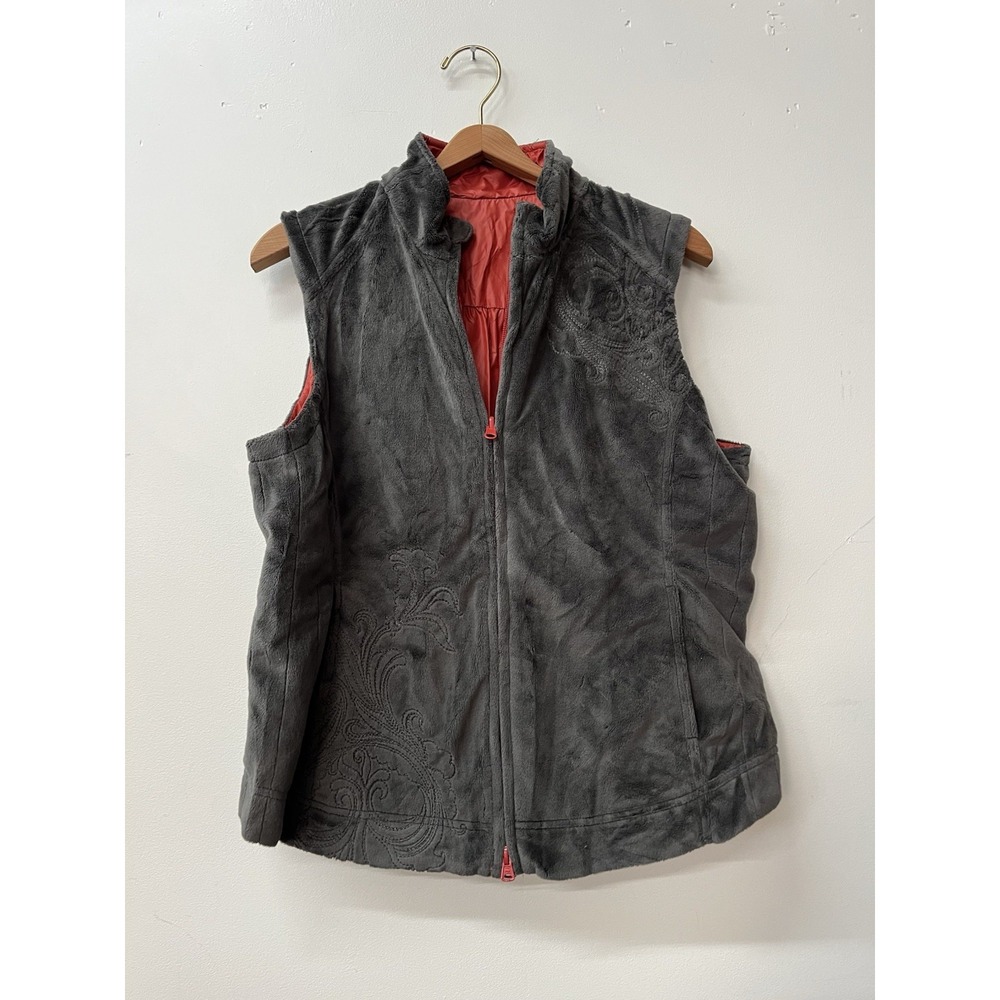 Rei Women's Reversible Embroidered Vest Soft Outside Orange Lining Hiking Large
